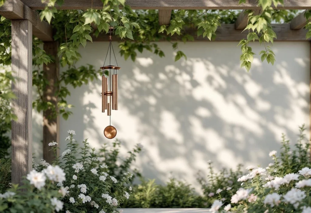 Déco extérieure subtile : sublimer une pergola avec un carillon à vent élégant
